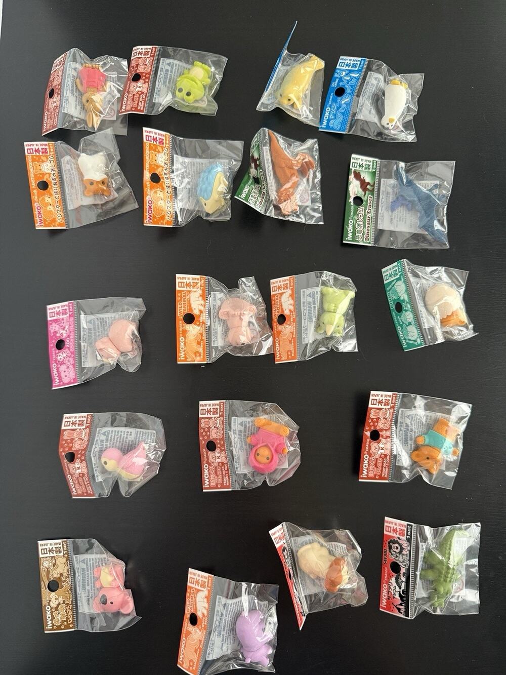 Iwako Japanese Puzzle Erasers Lot of 19 Sealed Animal Dinosaur Made Japan
